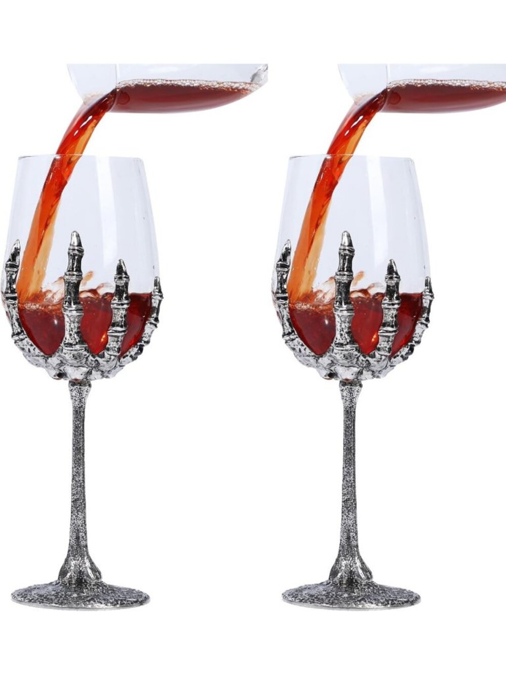 Spooky Skull Wine Glass Set, Skeleton Hand Goblet, Halloween Party Drinkware